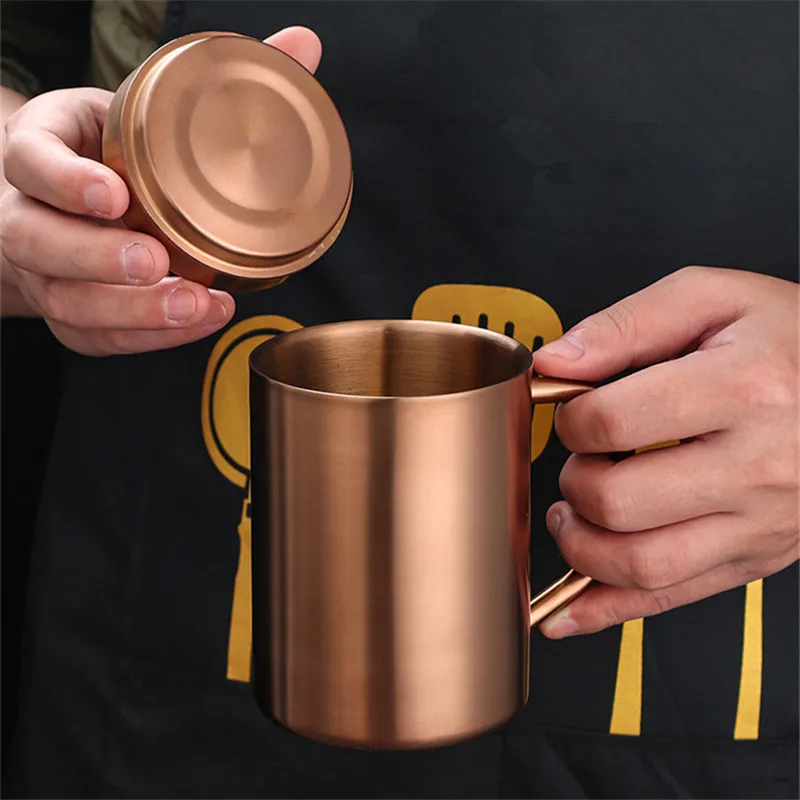 200/300/400ml Anti-Scalding Coffee Mug with Lid Double Wall Stainless Steel Beer Cups for Tea Juice Office Bar Drinkware Tools