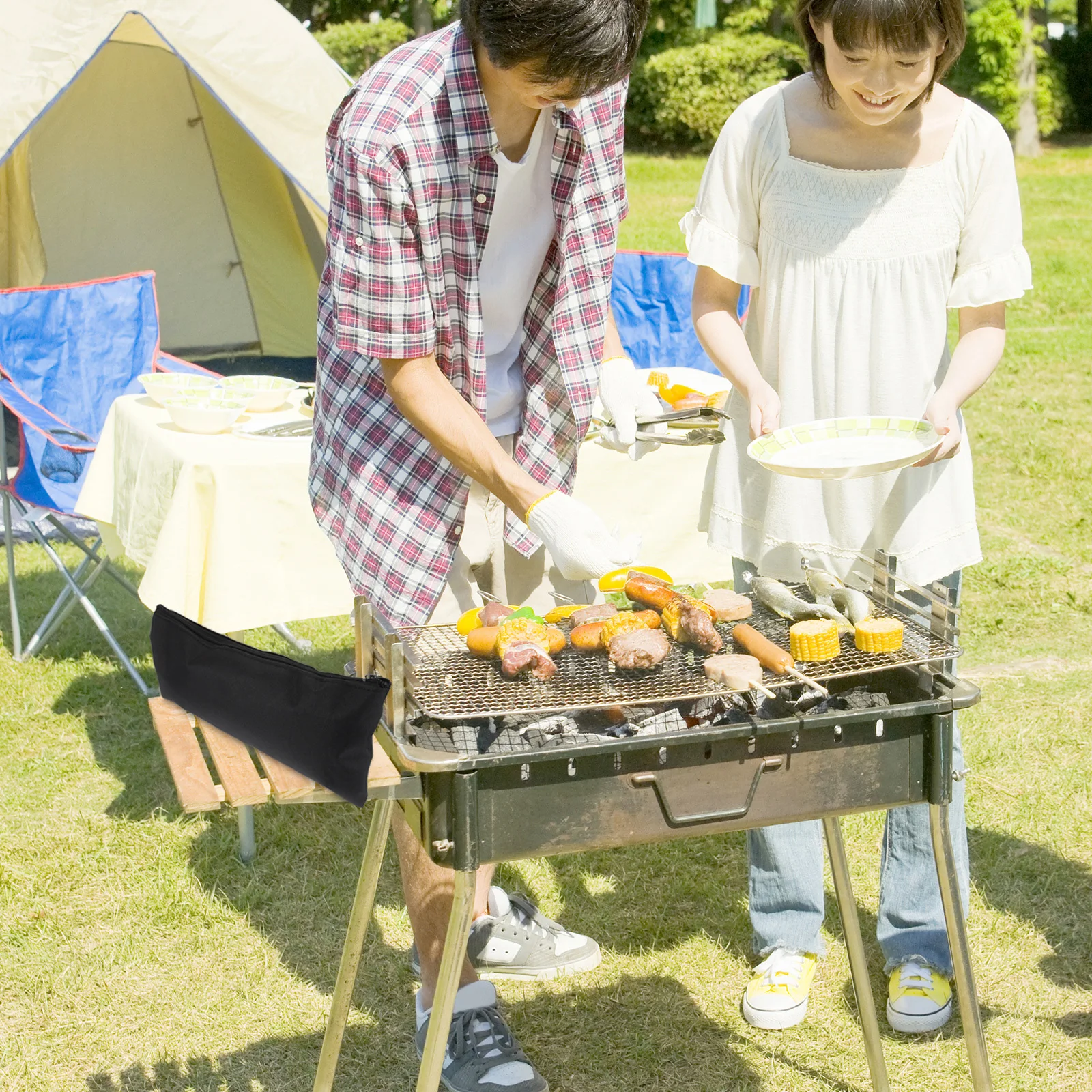 

5Pcs Barbecue Tool Holder Bags Premium Canvas Pouch Zipper Closure Storage Organizer Portable Lightweight for Outdoor Bbq Use