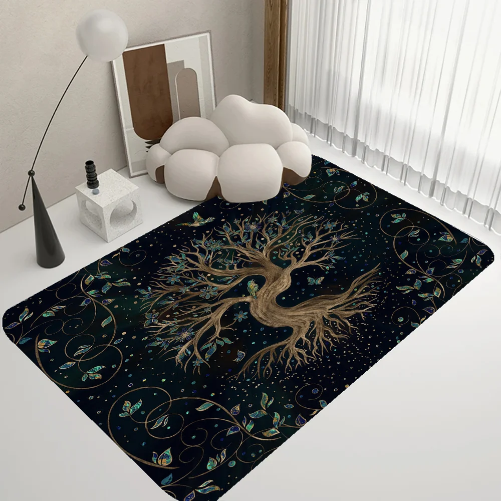 Tree Of Life Hallway Carpet Retro Multiple Choice Living Room Kitchen Rug Non-Slip Welcome Rug