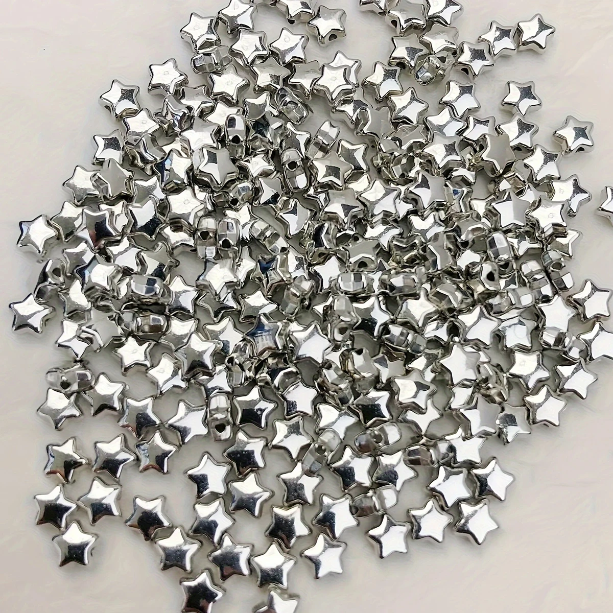 400/200 Stück 7 mm gerade, silbrige Sternperlen mit Loch für die DIY-Handarbeit – Detail 4