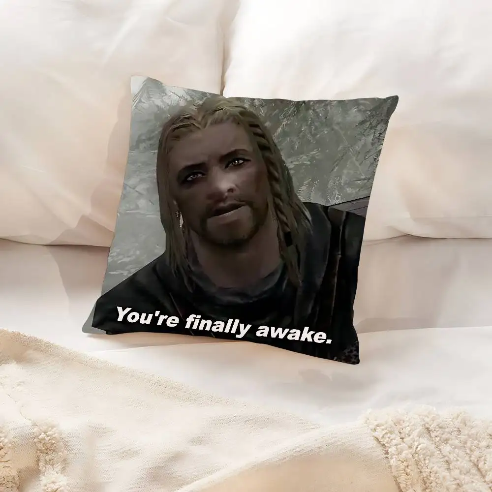 يا أنت أخيرًا مستيقظًا Skyrim كيس وسادة رمي غطاء وسادة الشمال خمر نمط وسادة تغطي غرفة المعيشة المنزلي أريكة Couc #5