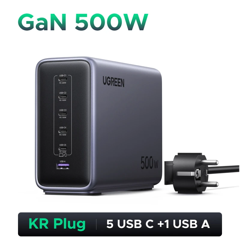 世界初】UGREEN 500W GaN充電器 PD 3.1 240W最大出力 シングルポート