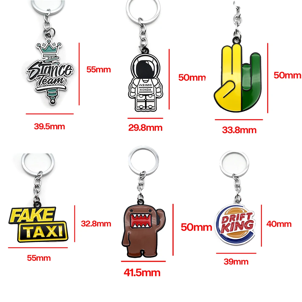 Newest 3D Metal Shock Keychain JDM Culture Car Auto Parts Key Chain JDM Domo Fake Taxi Keychian Drift King Racing Accessories