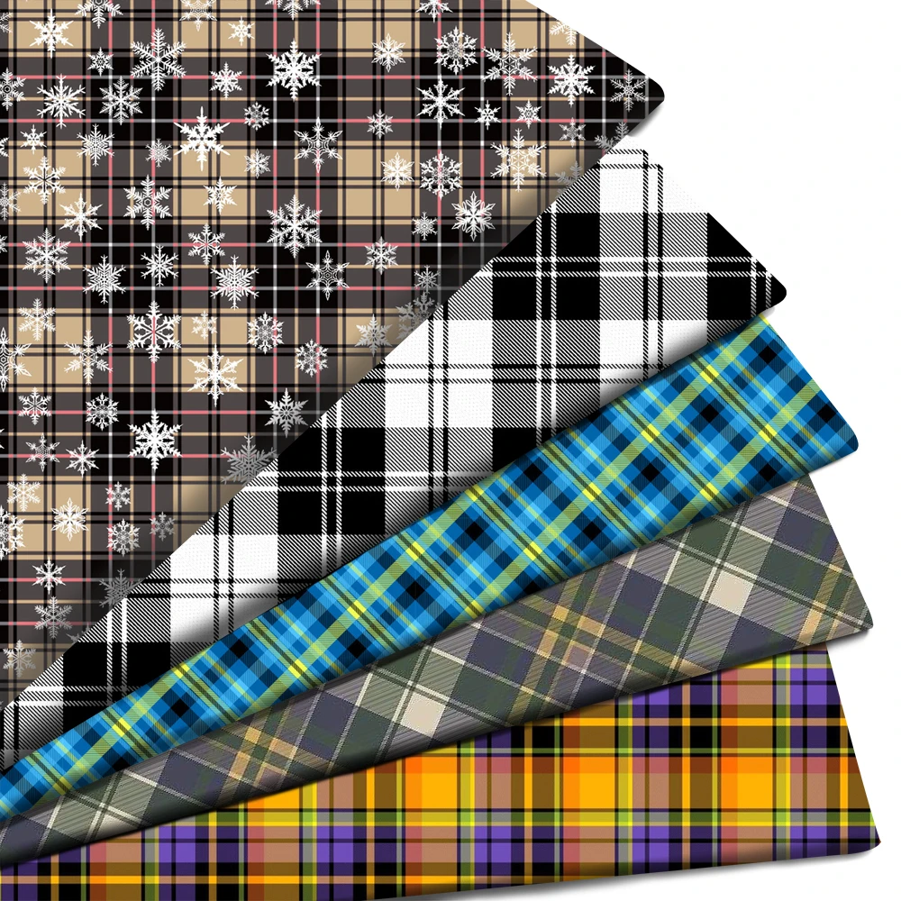 50*145cm Snow Plaid Polyester Cotton Fabric Grid Printed Bow-knot Cartoon DIY Patchwork for Cloth Making Puppet Garment Tissue