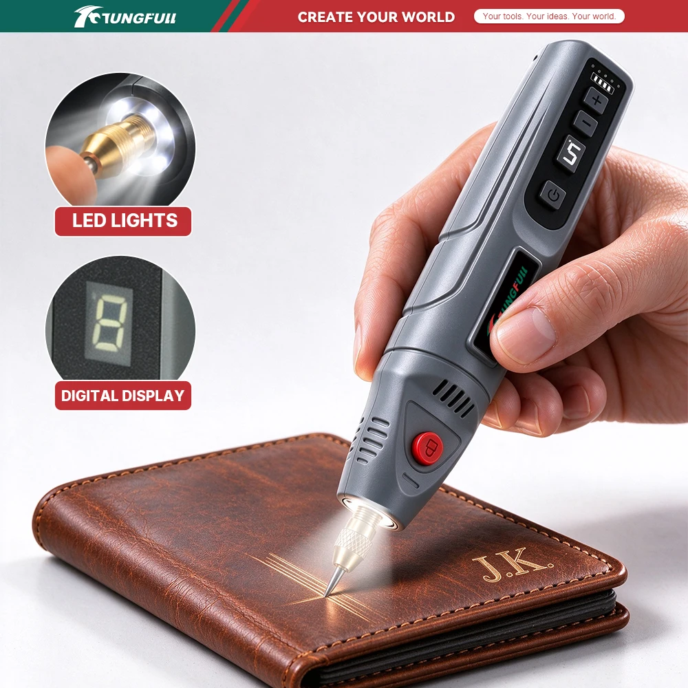 USB Rechargeable Rotary Tool Kit 5‑Speed Control Cordless Mini Grinder Multi‑function for Polishing Drilling Carving DIY