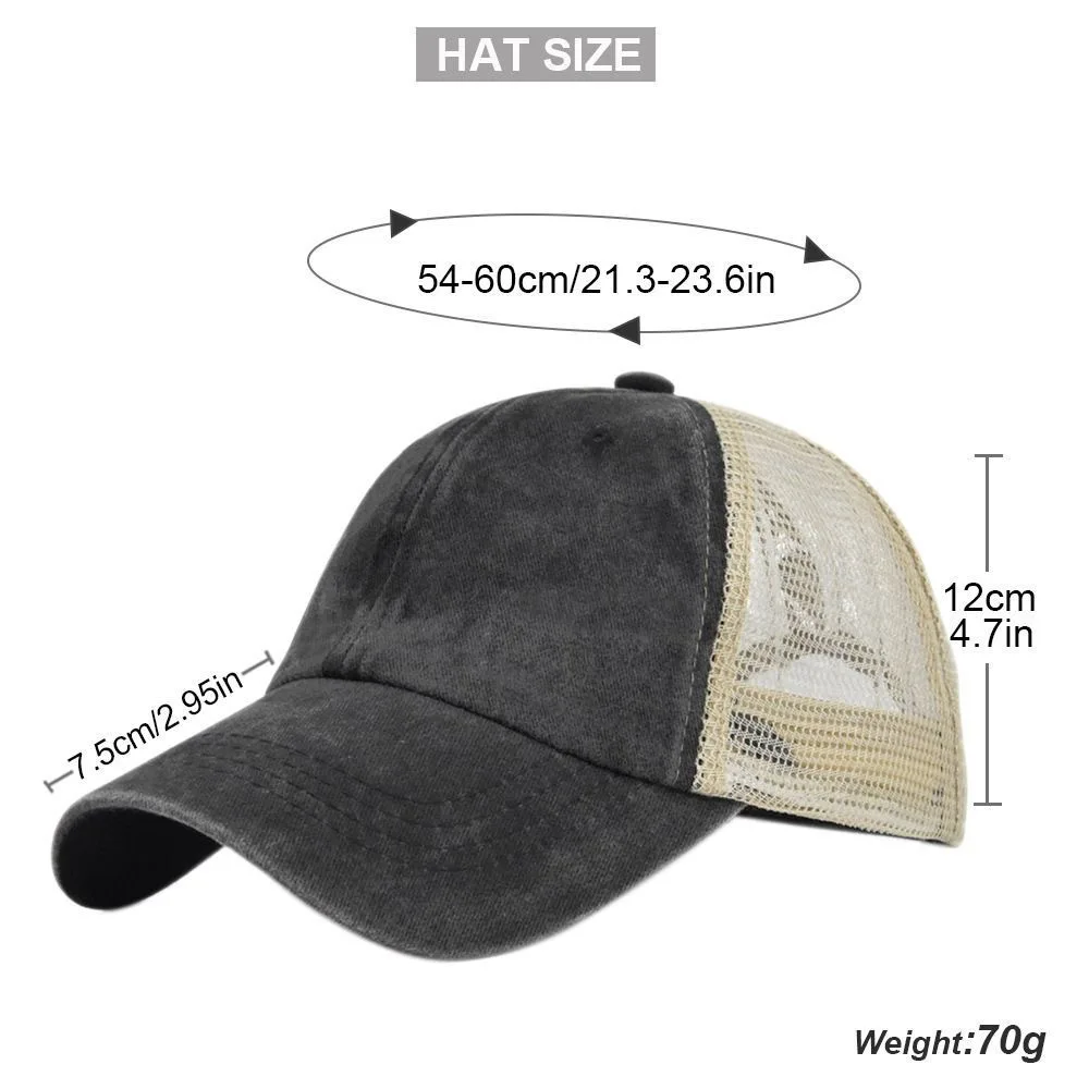 Washed Cotton Mesh Baseball Cap Solid Summer Sun Protection Visor Hats Men Women Caps New 2024