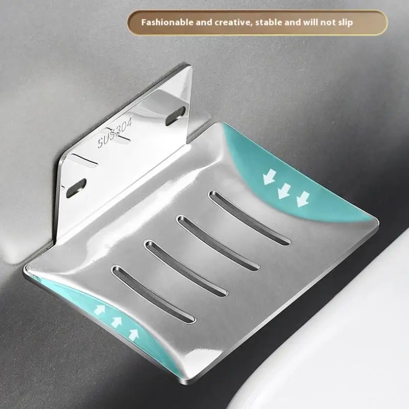 

Коробка для мыла, бесплатная штамповка, подвесная настенная стойка для хранения из нержавеющей стали, настенная стойка для хранения без гвоздей, настенная подвесная стойка для хранения в ванной комнате