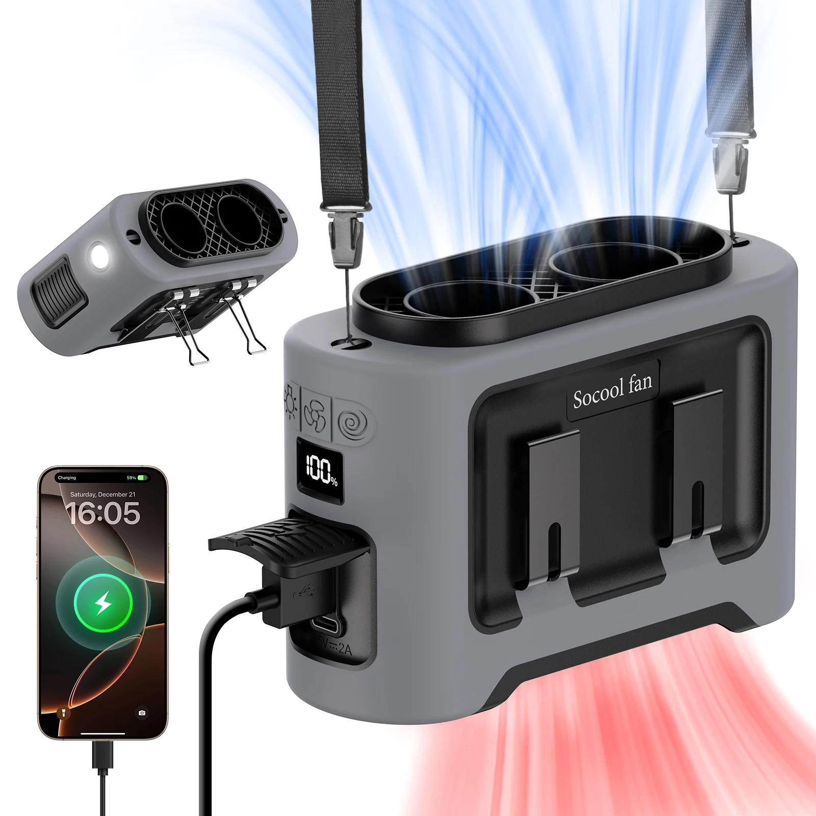 ventilador-portatil-de-cintura-socool-14500mah-con-doble-salida-de-aire-motores-turbo-cuatro-clips-linterna-de-emergencia-y-banco-de-energia-para-exteriores