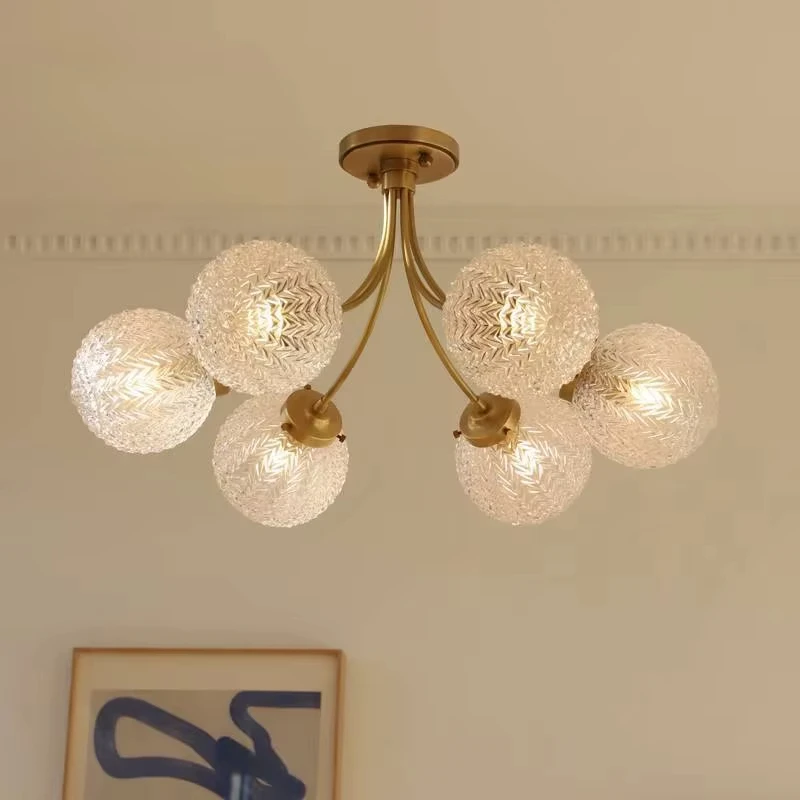 

moderne luxe LED lustre tout en cuivre boule de verre suspension pour salon salle à manger chambre plafonnier maison