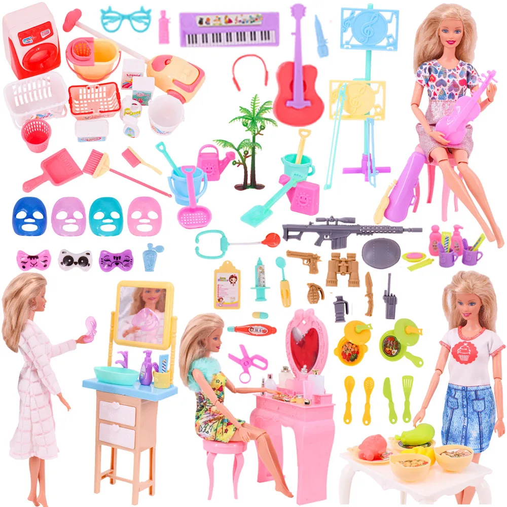 1/12Barbies Doll House Blister Toys&Accessories,Facial mask,musical instrument,Vacuum Cleaner Machine,Washbasin,Girl's Toys Gift