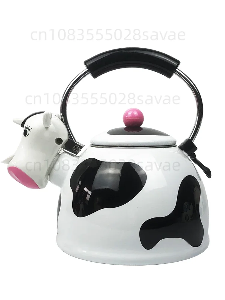 

Buzzer Kettle Cartoon Stainless Steel Enamel Color Gas Open Flame Enamel Coffee Pot for Induction Cooker