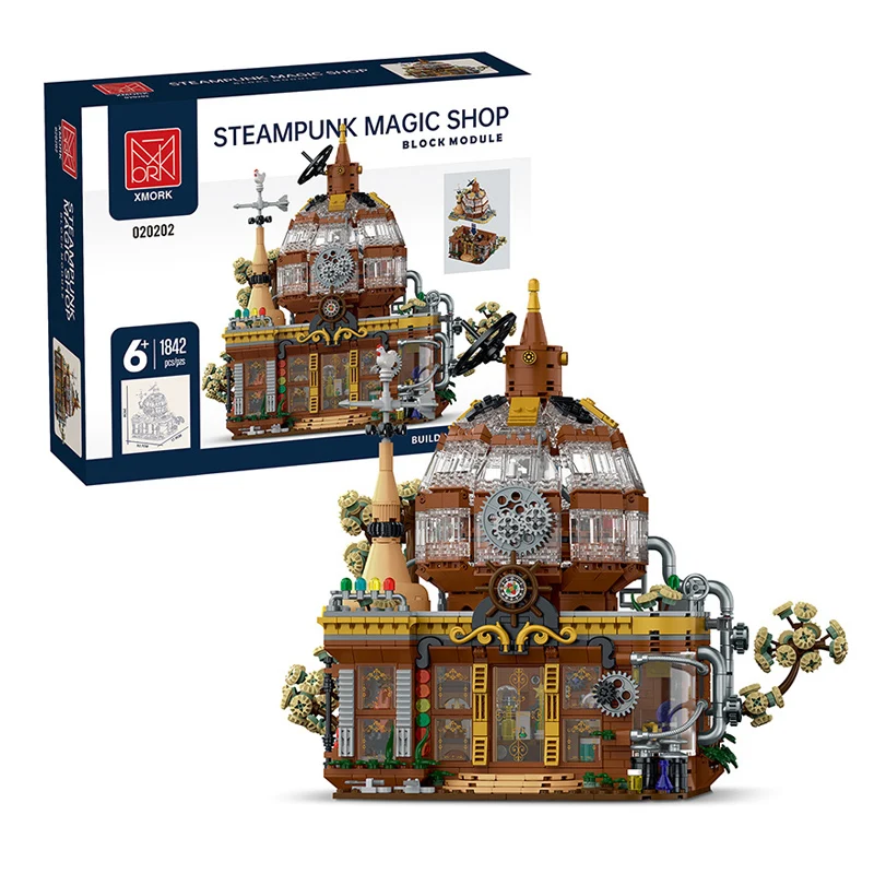 

1842pcs MOC Idea Steampunk Shop Building Blocks Model Construction House Bricks Assembling DIY Toys for Boys Birthday Gift Set