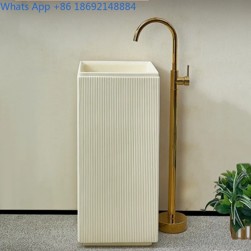 Column-type Washbasin Round Column Wash Basin Freestanding Integrated Small Washstand Floor-standing Basin Wash Basin