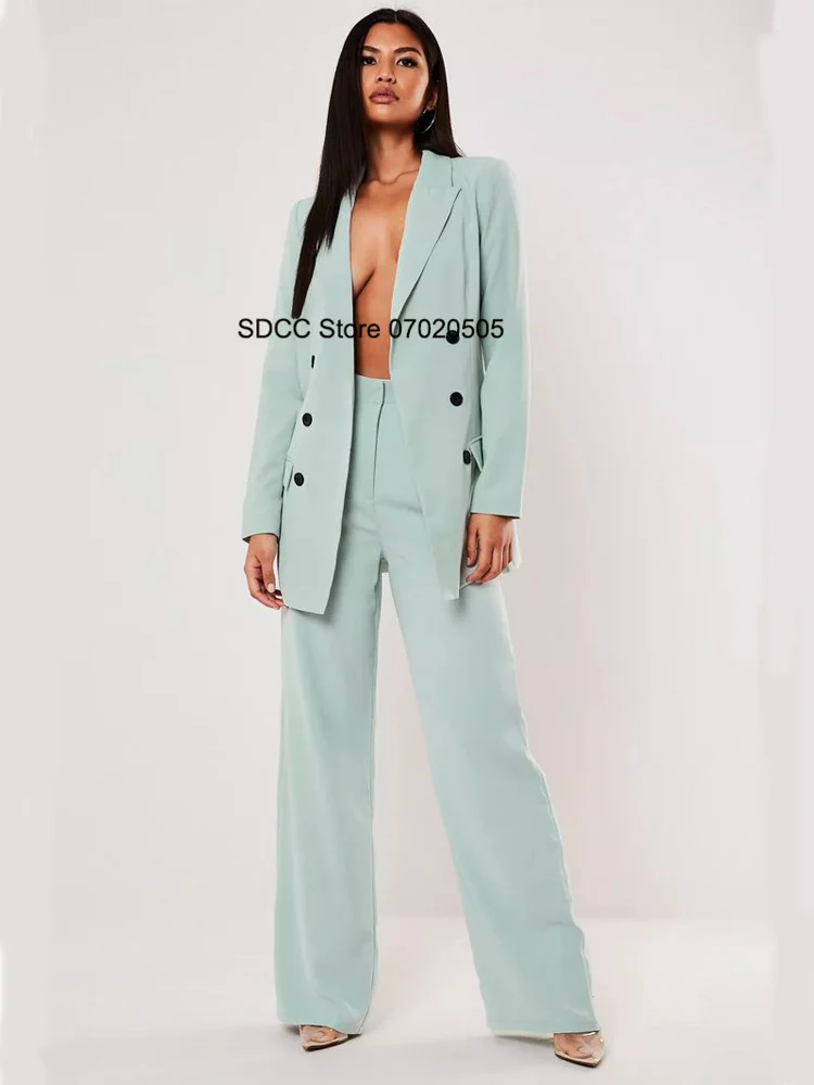 

Women's Suit Double Breasted Slim Fit 2 Piece Regular Business Lady Top + Pants Blazer Sets Tailleur Femme