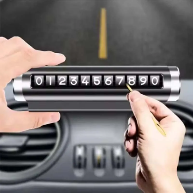 Car Phone Number Plate Temporary Parking Card Aluminum Stickers Rotate Park Stop Temporary Parking Card Auto Accessories