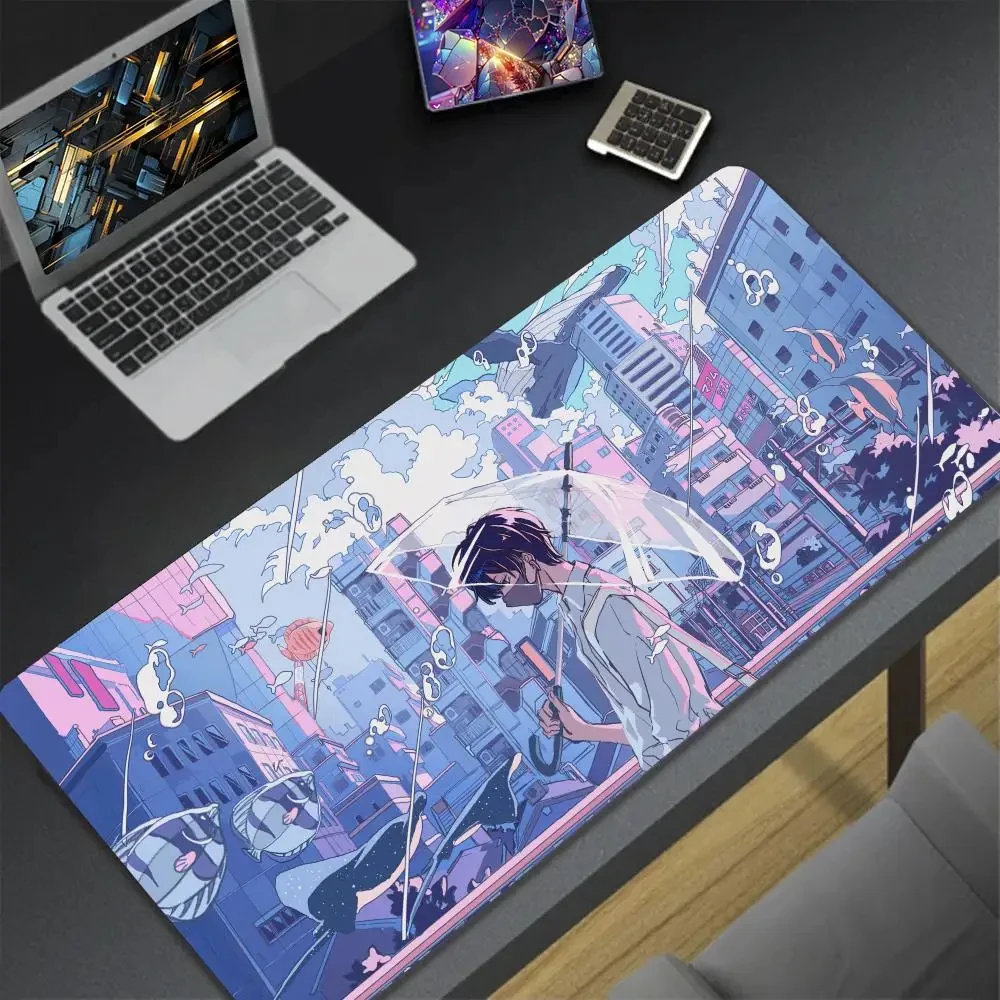 Mouse pad Japanese anime large gamer mouse pad keyboard pad  mouse pad 400x900mm rubber sky blue art table pad design table XXL