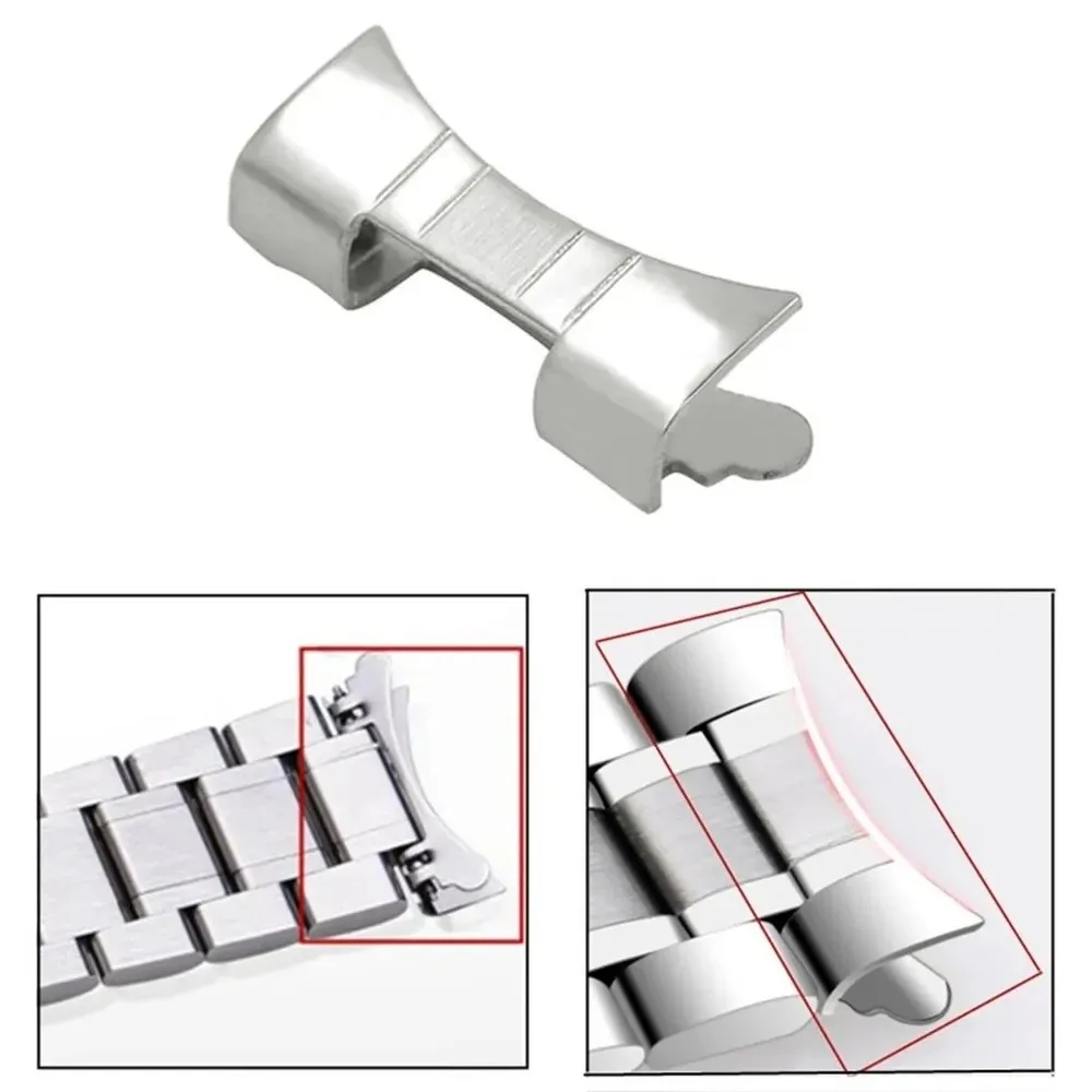 Durable Stainless Steel Watch Strap End Link 20mm Metal Wristband Curved End Link Set Watch Band Connector Watch Accessories