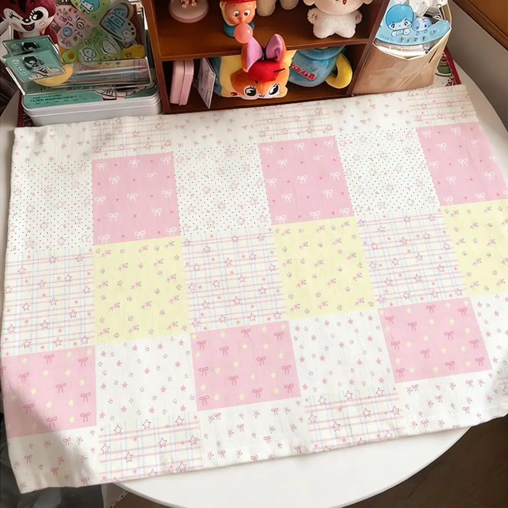 Modern Minimalist Floral Cotton Linen Tablecloth Bedroom Decorative Star Splicing Dustproof Non-Slip Rectangle Table Pad