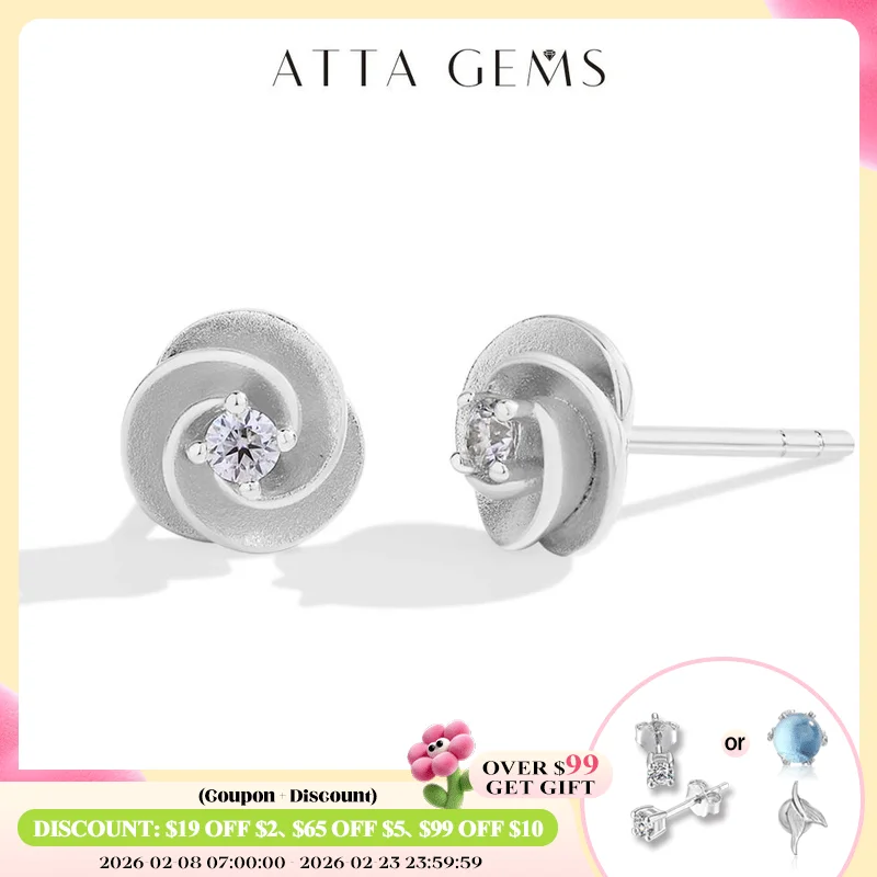 

ATTAGEMS Daily S925 Silver Moissanite Stud Earrings for Women D VVS1 Diamond Flower Shape Engagement Wedding Fine Jewelry Travel