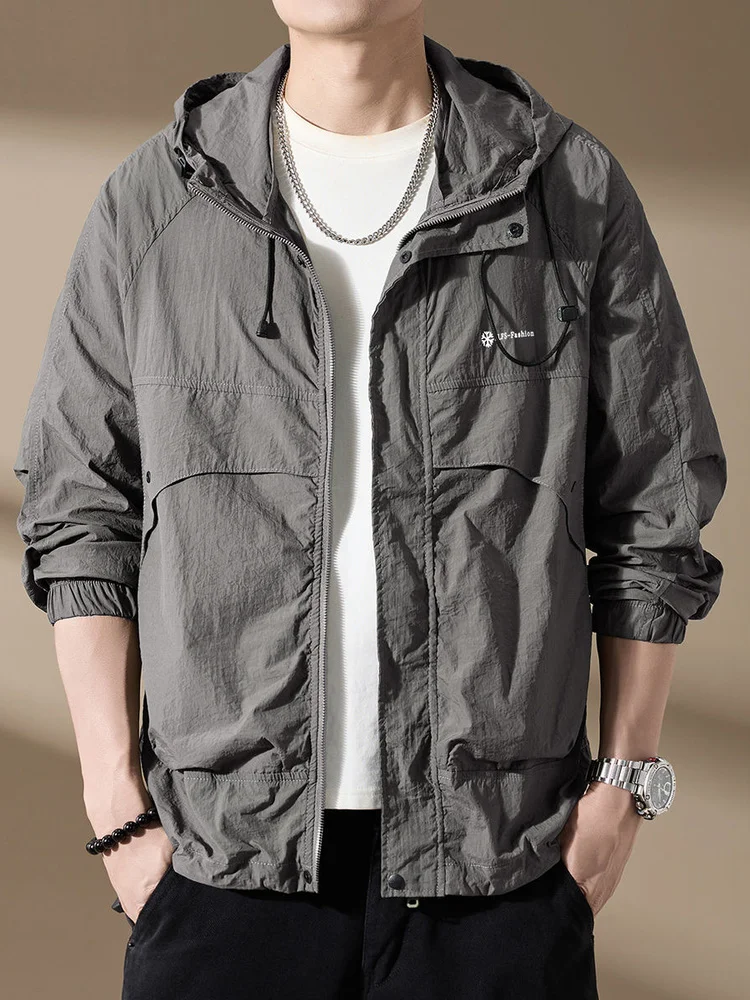 سترة صيفية خفيفة الوزن للرجال من الحرير الجليدي للحماية من الشمس، معطف للصيد في الهواء الطلق بإحساس بارد وحماية من الأشعة فوق... #3