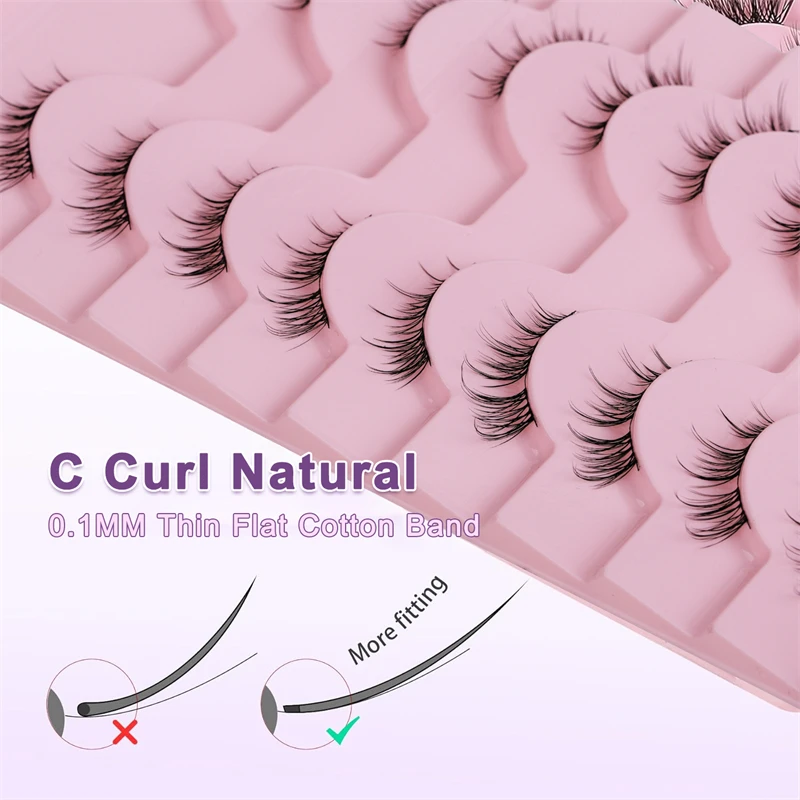 10 pezzi per ragazze carine effetto eyeliner spesso 11 mm dall'aspetto naturale logo personalizzato dai capelli neri ciglia a fascia sottile strato 3D