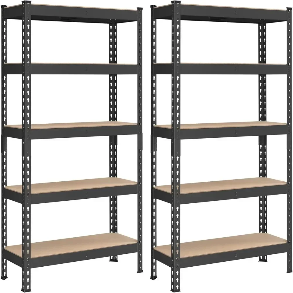 5-Tier Storage Shelves, Set Of 2 Garage Storage, Boltless Assembly, Adjustable Shelving Units