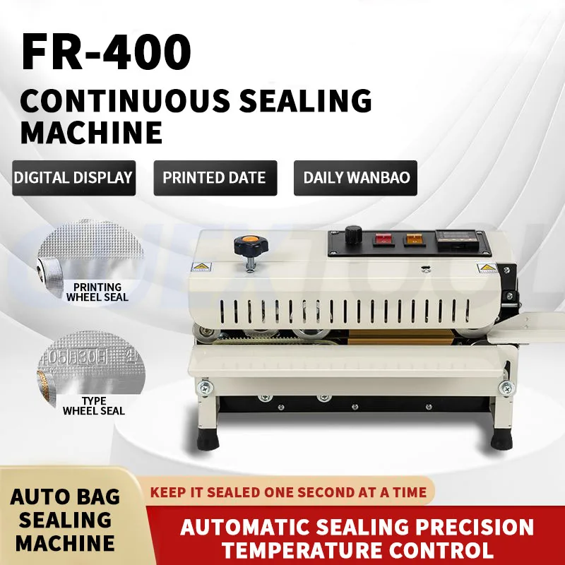 Auto Continuous Bag Sealing Machine Plastic Bag Packaging Band Sealing Machine Horizontal Bag Sealer Date Embossed Printing