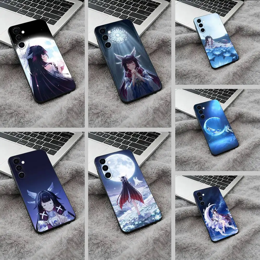 G-Genshin -Impact-C- Columbina Black Soft Silicone Phone Case for Samsung Galaxy A73, A71, A72, A70, A53, A52, A51
