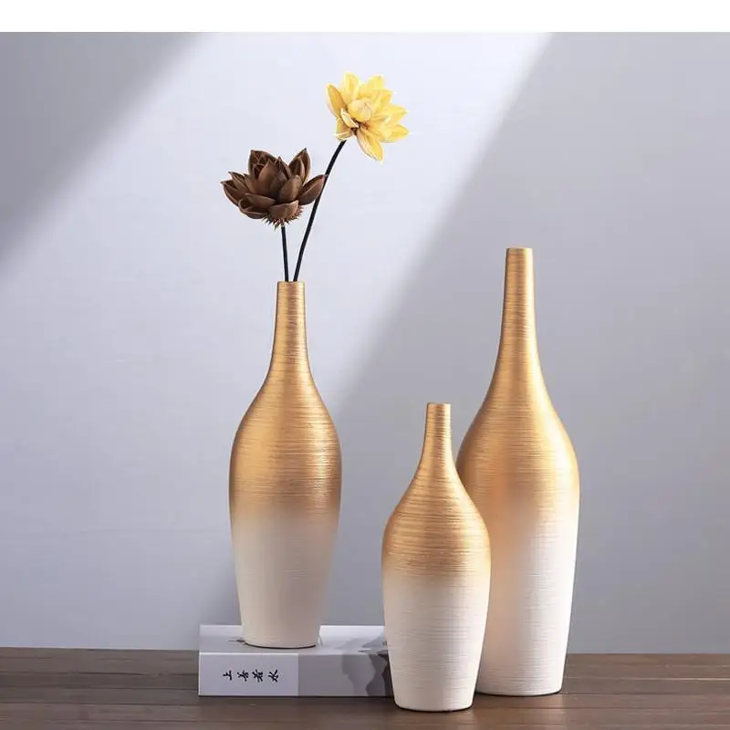 Chinese Style Stoneware Gradient Desktop Vase Ceramics Flower Arrangement Ornaments Home Decorations Retro Hydroponic Vases