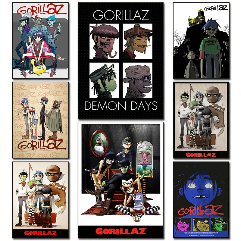 Musical Instrument Poster - Sanal Karakterler Rock Grubu Gorillaz Müzik