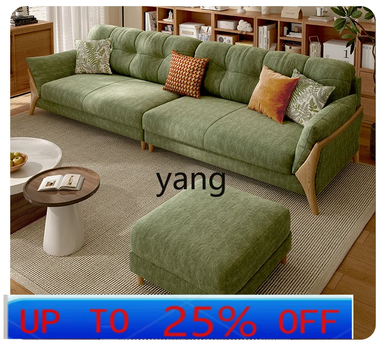 LMM Cream Wind Clouds Chenier Cotton and Linen Fabric Sofa Living Room Modern