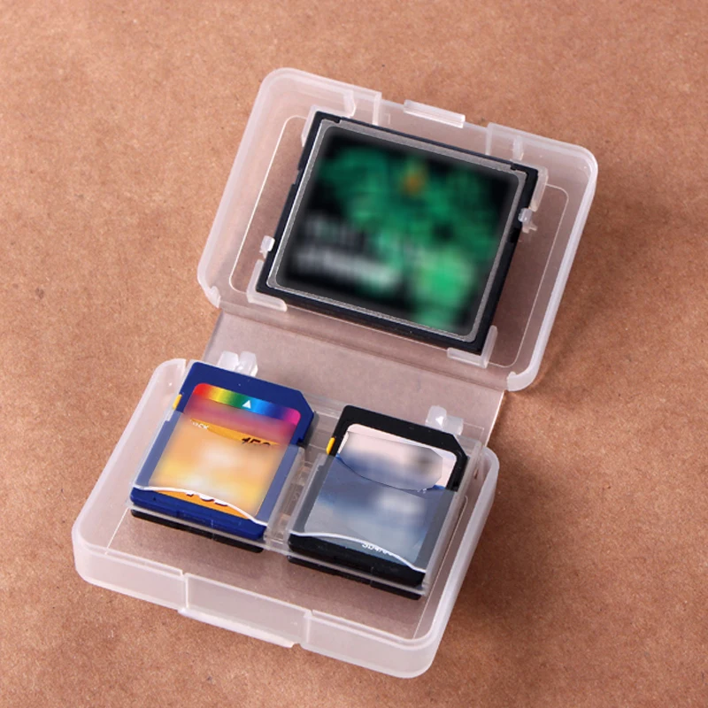 Transparent CF/SD Card Storage Box Portable Plastic Compact Flash Memory Card Protect Holder Box Storage Case Moisture-proofv