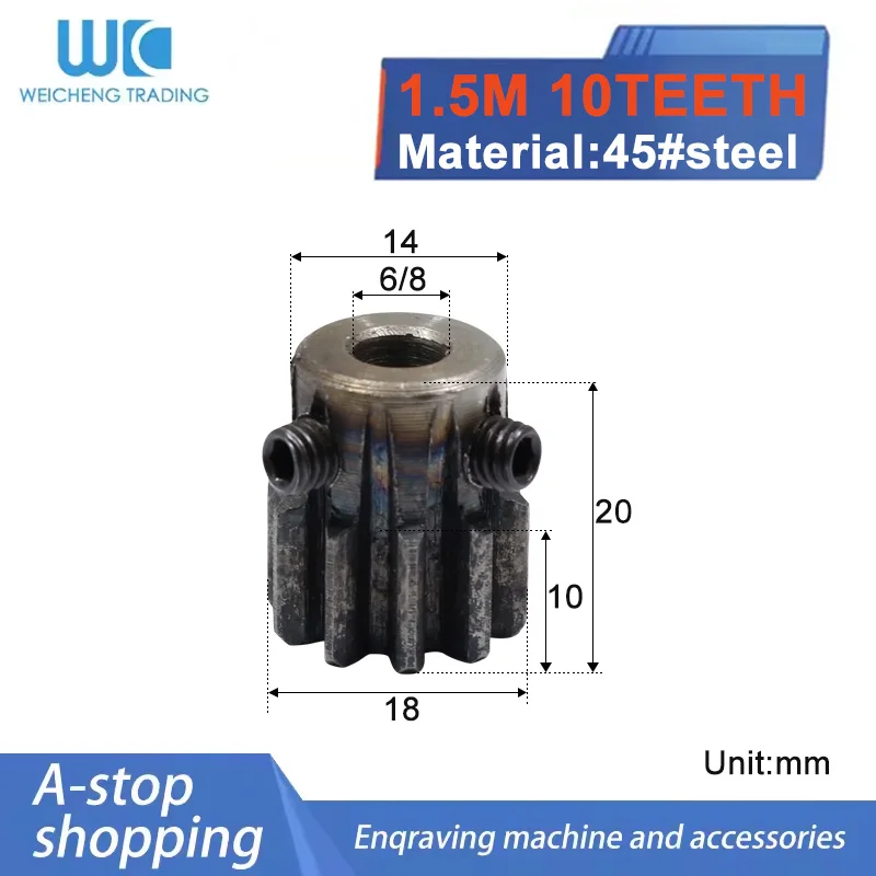 1PCS Spur Gear Pinion 10T 10Teeth Mod 1.5M Bore 6/8mm Right Teeth 45# Steel Positive Gear CNC Gear Rack