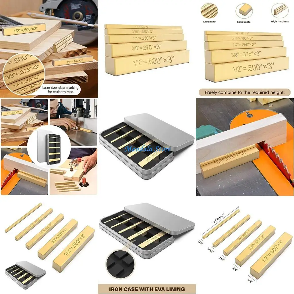 

U2JC 5pcs Metal Height Block Table Accessory Setups Block Height Gauge Set Simple Operation for Adjust Measurements