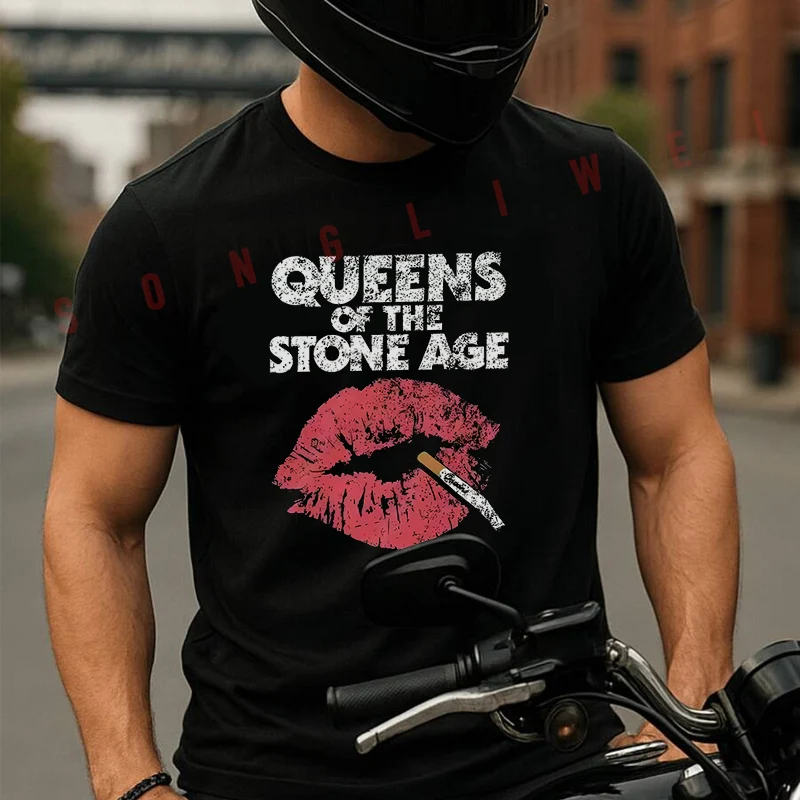 Camiseta Queens Of The Stone Age Hipster para hombre, vestido informal de Moto, camiseta de algodón con cuello redondo y manga corta