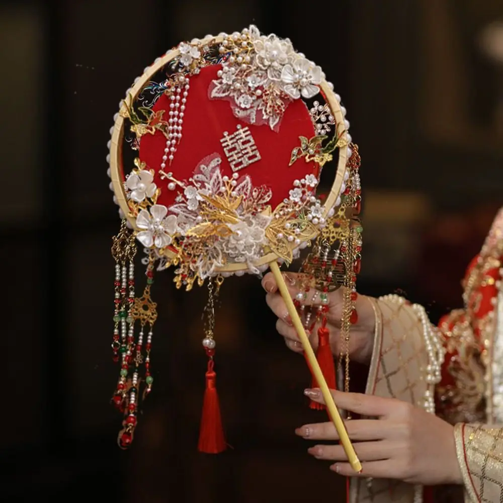 

Traditional Ancient Style Bridal Group Fan Floral Design Handmade Xiuhe Fan Decorative Fan Chinese Wedding Fan Dance Party