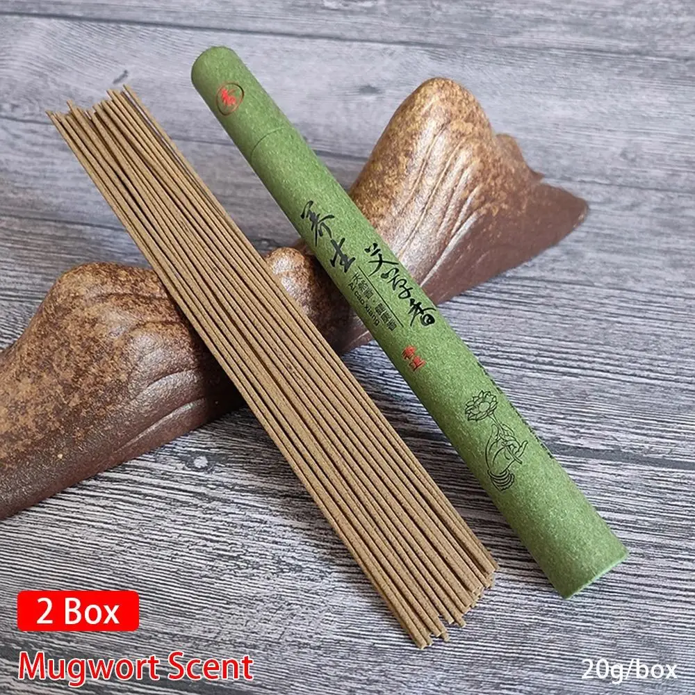 1/2Box Sandalwood Mugwort Scent Incense Stick Tranquilize Mind Home Office Bedroom Refreshing Scent Sleeping Aiding Natural