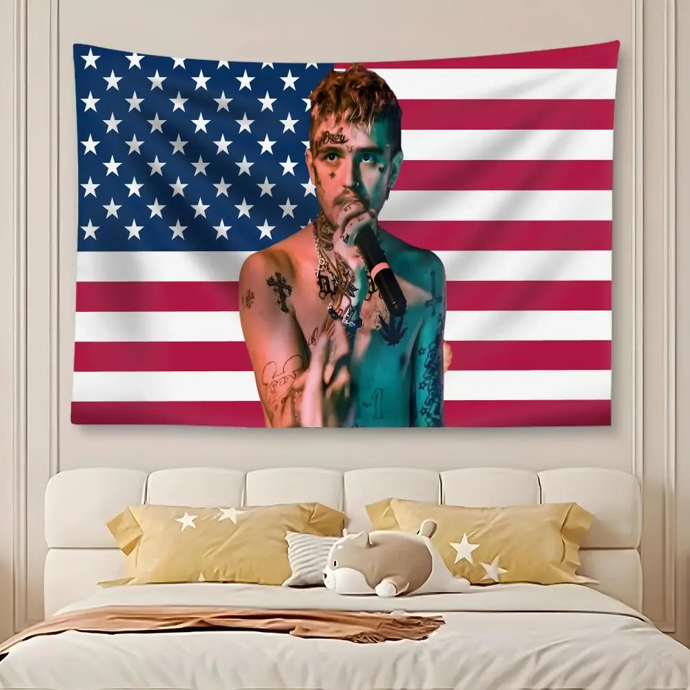 L-Lil Peep Rapper Tapestry Art Decor Banner Microfiber Backdrop for Bedroom Living Room Bar Garden Party