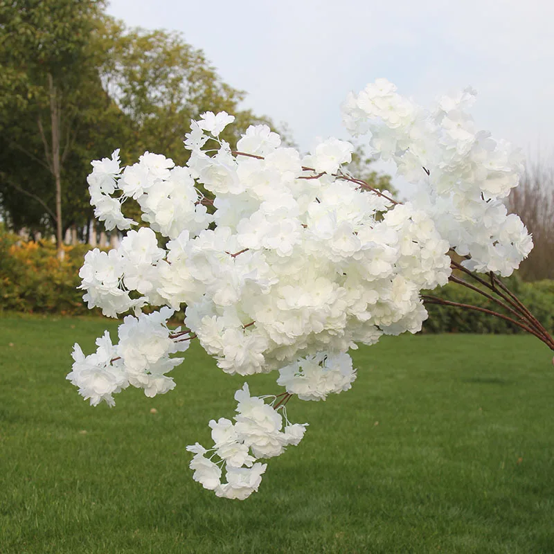 

200/400pcs 140-Heads Artificial Flowers Cherry Blossoms Wedding Arch Decorate Fake Flower Silk Hydrangea White Branch Home Decor