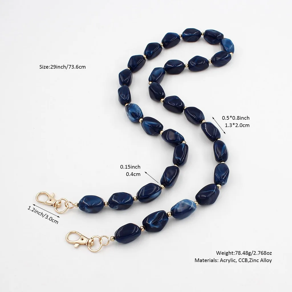 Colorful Acrylic Purse Chain Strap Handbag Chains Replacement Bag Chain Belt Women Girl Bead Handheld Bags Accessory Decoration