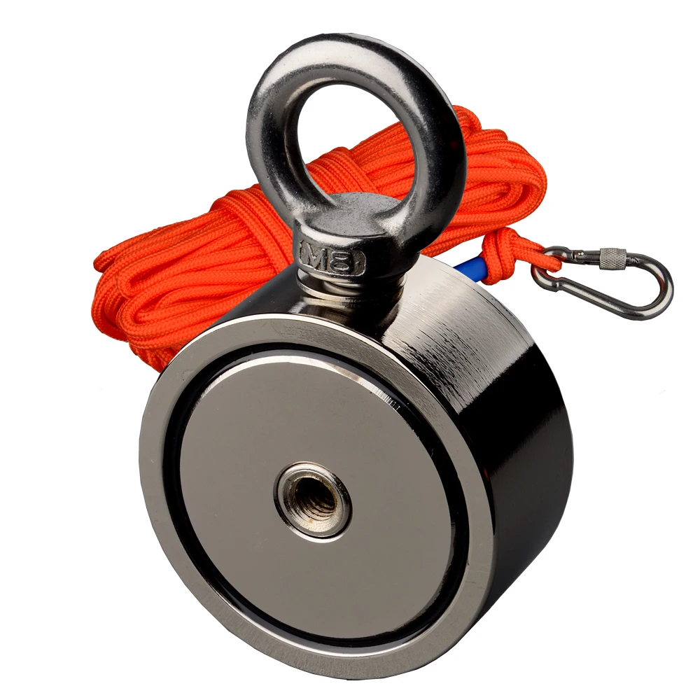 Strong Neodymium TWO Side 150/250/350KG Searching N52 Magnets 15M Rope  Salvage Fishing Magnetic Material Base holder