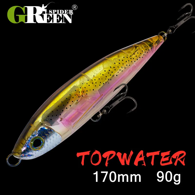 GREENSPIDER Topwater Pencil Lure Sea Fishing Lure 170mm 90g Amberjack Kingfish Tuna GT Bait New Lure 