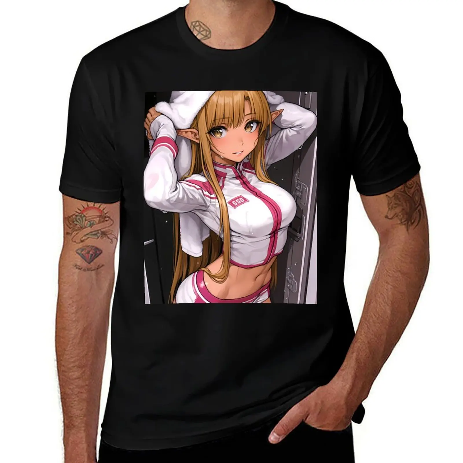 

Asuna Sword Art Online Anime Elf Style Tracksuit Charm Sporty Glow T-Shirt affliction shirts shirts men graphic