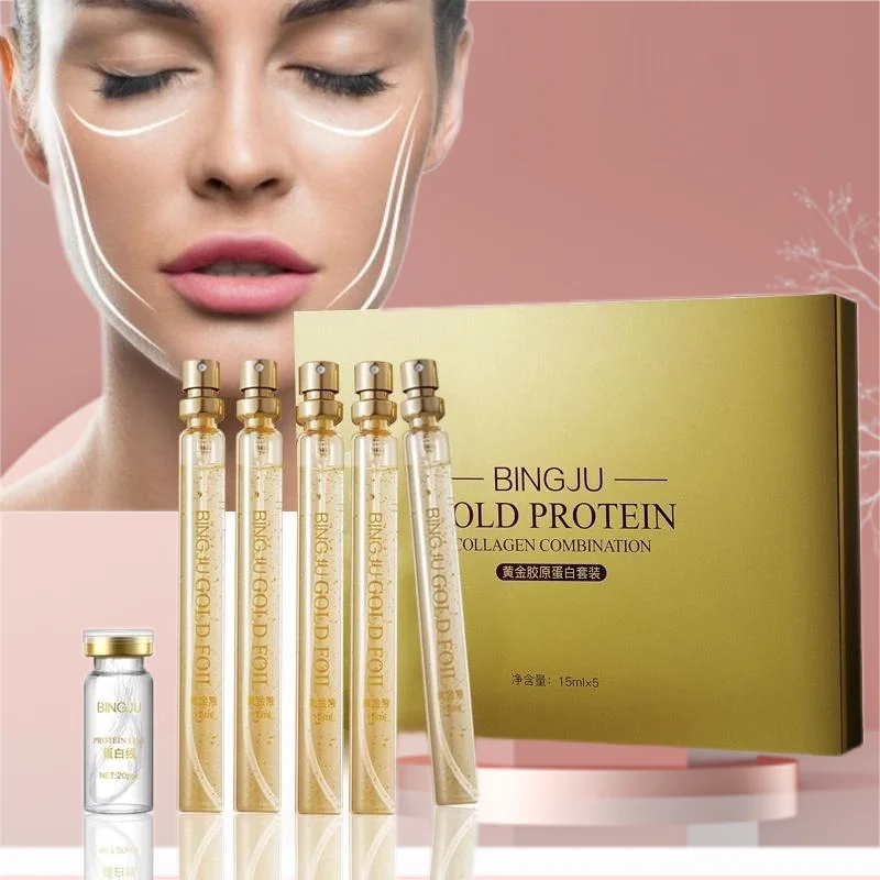 24K Goud Gezicht Filler Absorbeerbare Collageen Proteïne Draad Gezicht Lift Mollige Zijde Fibroine Lijn Carving Anti Veroudering Essence Gezicht Serum