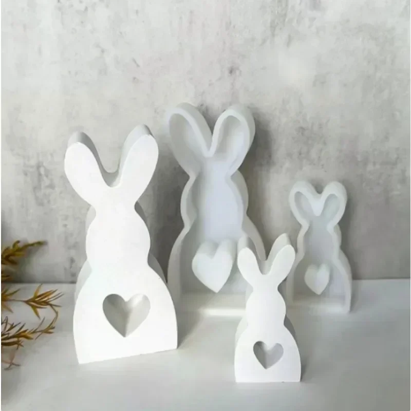 Easter Cute Rabbit Silicone Moulds Gypsum Car Mounted Incense Expanding Gypsum Decoration Mold Aromatherapy Candle Resin Molds