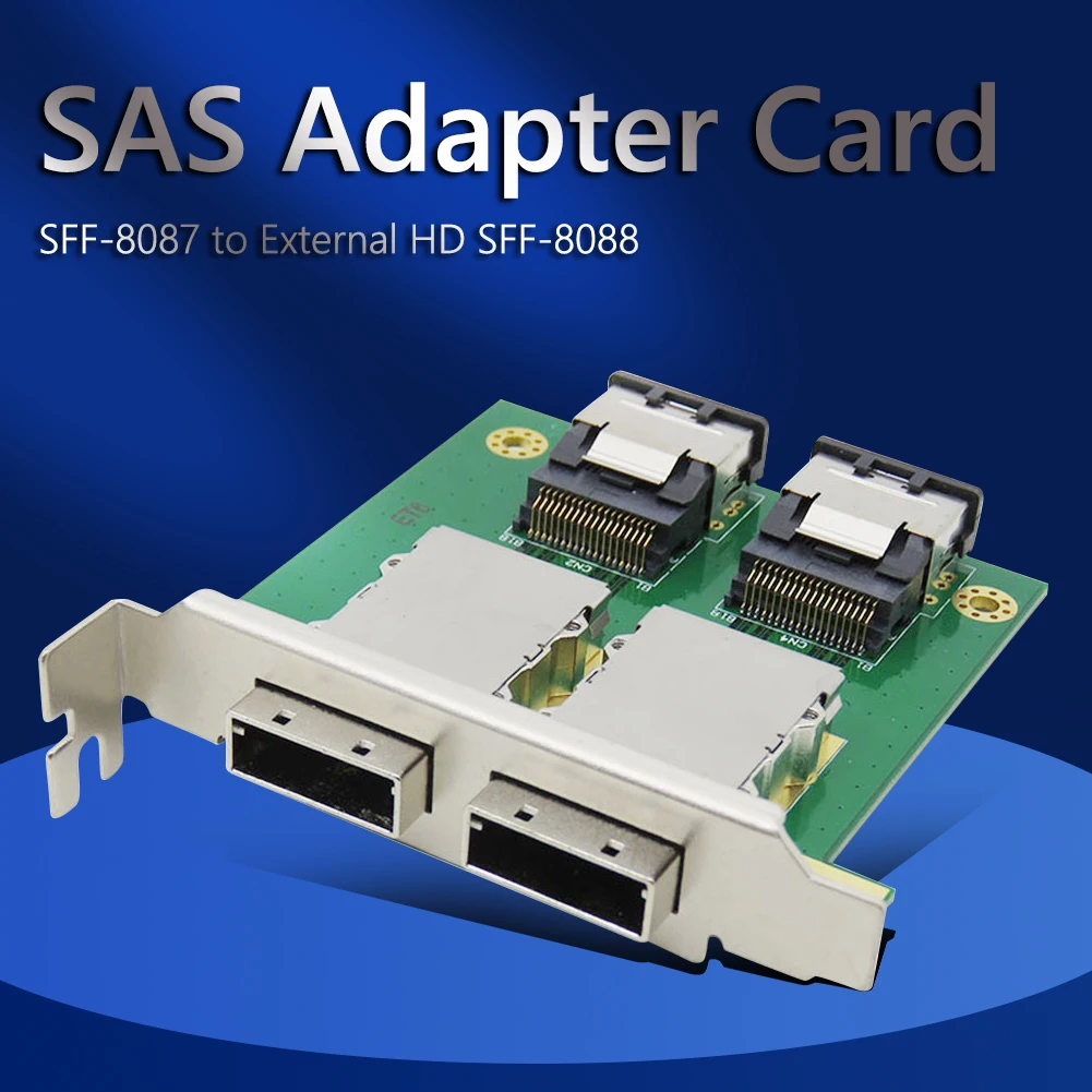 المزدوج منافذ صغيرة SAS الداخلية SFF-8087 إلى الخارجية HD SFF-8088 اللوحة الأمامية PCI SAS بطاقة PCBA شاحن أنثي بطاقة محول خارجي