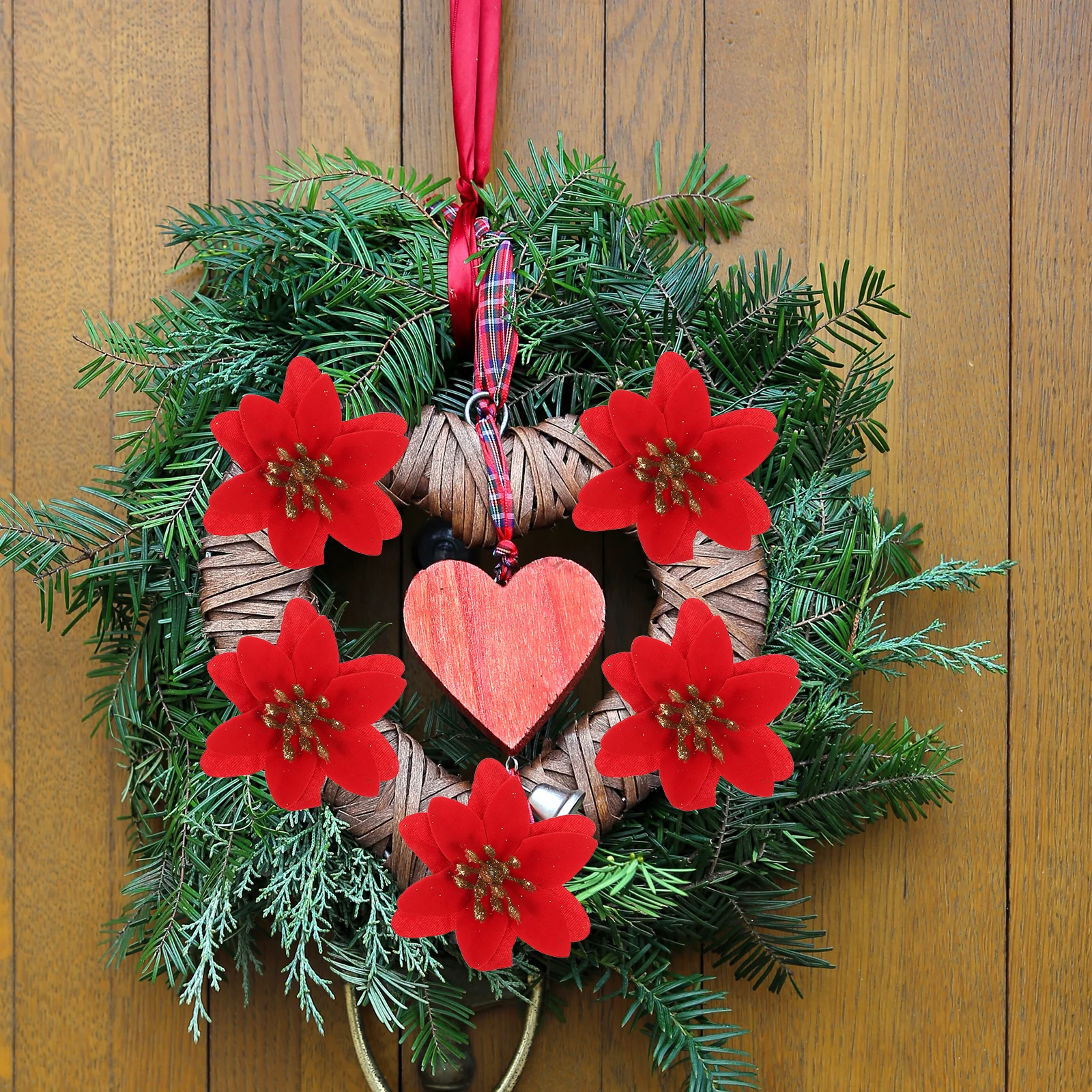 

10pcs Christmas Artificial Xmas Fake Flower Decor Garlands Home Party Simulation Flower Decoration For Tree Arrangement Handmade
