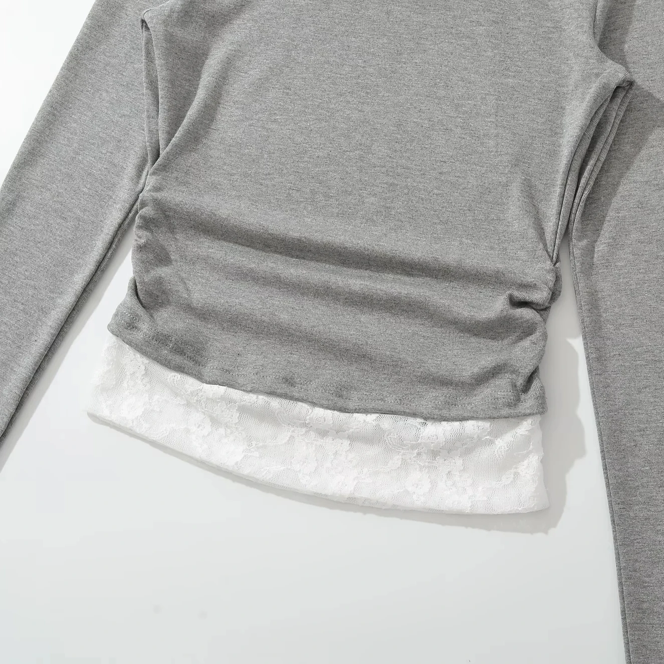 Maglietta Lunga in Pizzo da Donna, Aderente in Vita, Base Elegante, Design Estivo e Autunnale 2025