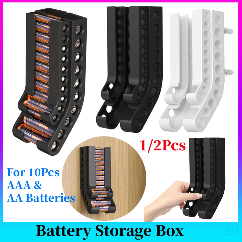 Battery Storage Organizer Wall AA & AAA Combo Small Battery Keeper AA & AAA Battery Caddy for 10 AAA & 10 AA Batteries Storage