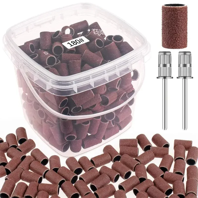 네일아트 샌딩 밴드 200개입 (80, 120, 180, 240 그릿) + 네일 드릴 비트 2개 (매니큐어 및 페디큐어 용품) 2030